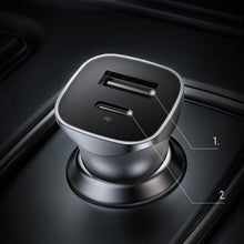 Заредете изображение във визуализатора на галерията – Ugreen car charger USB Type C / USB 24W Power Delivery Quick Charge gray (30780) - TopMag
