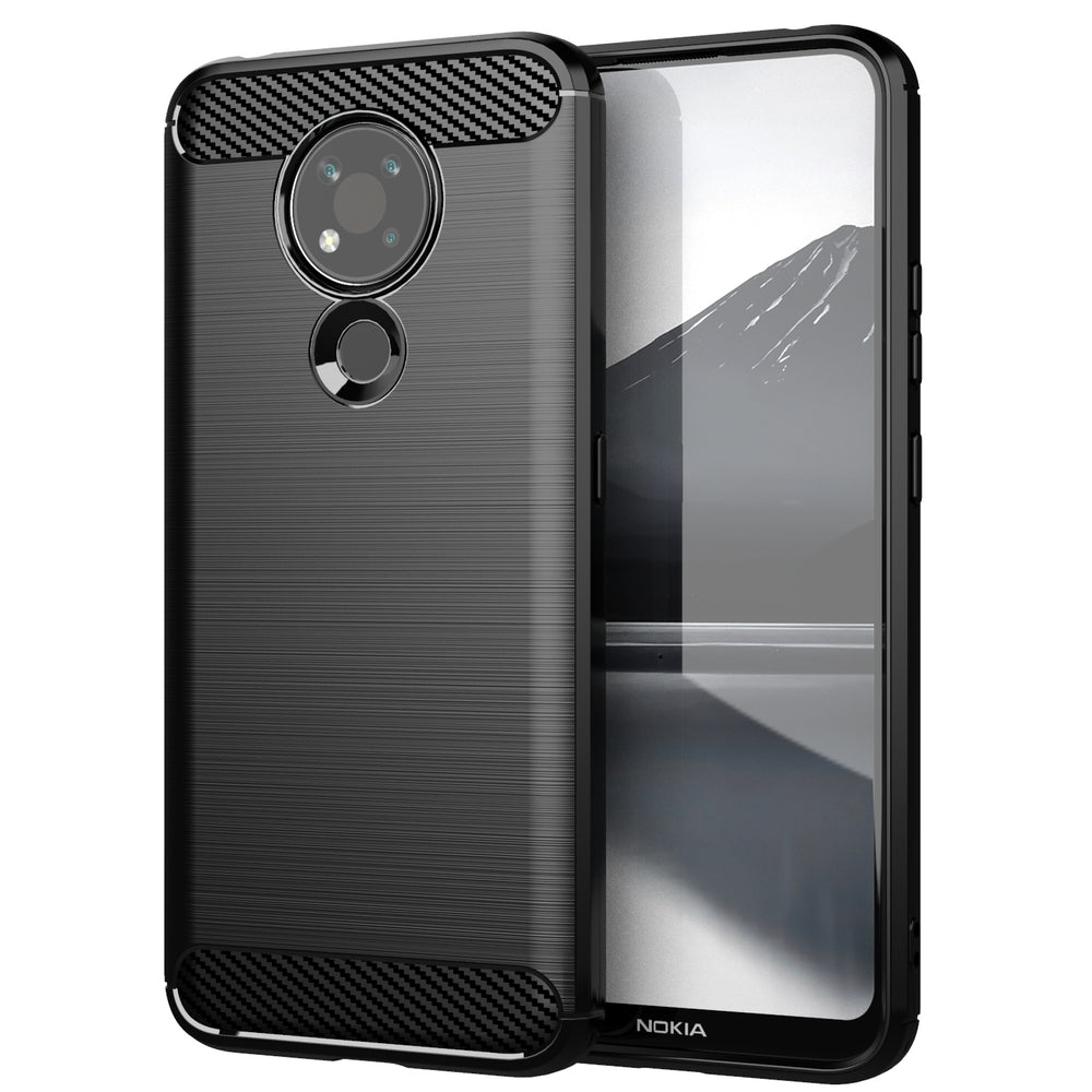 Carbon Case Flexible Cover Sleeve for Nokia 3.4 black - TopMag