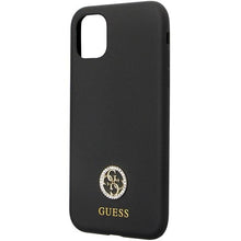 Заредете изображение във визуализатора на галерията – Guess GUHCN614DGPK Case for iPhone 11 / Xr - Black Silicone Logo Strass 4G
