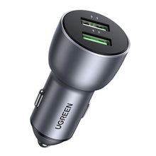 Заредете изображение във визуализатора на галерията – Ugreen fast car charger 2x USB 36W Quick Charge SCP FCP AFC gray (CD213 10144) - TopMag

