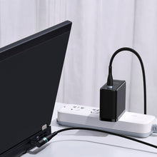 Заредете изображение във визуализатора на галерията – Baseus Zinc Magnetic Series Lenovo Laptop Charging Cable USB Type C to DC Round Port(7,9 x 5,5mm) 100W 2m black (CATXC-Y01) - TopMag
