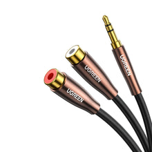 Заредете изображение във визуализатора на галерията – Ugreen cable audio cable 3.5 mm mini jack - 2xRCA (female) 25 cm black (AV194 50129) - TopMag
