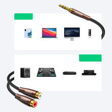 Заредете изображение във визуализатора на галерията – Ugreen cable audio cable 3.5 mm mini jack - 2xRCA (female) 25 cm black (AV194 50129) - TopMag
