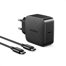 Заредете изображение във визуализатора на галерията – Ugreen GaN (Gallium Nitride) USB Type C Fast Charger 65W Quick Charge Power Delivery + USB Type C Cable 2m Black (40156 CD217) - TopMag
