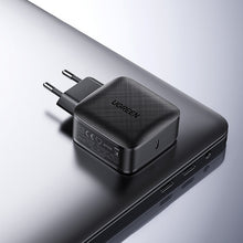 Заредете изображение във визуализатора на галерията – Ugreen GaN (Gallium Nitride) USB Type C Fast Charger 65W Quick Charge Power Delivery + USB Type C Cable 2m Black (40156 CD217) - TopMag
