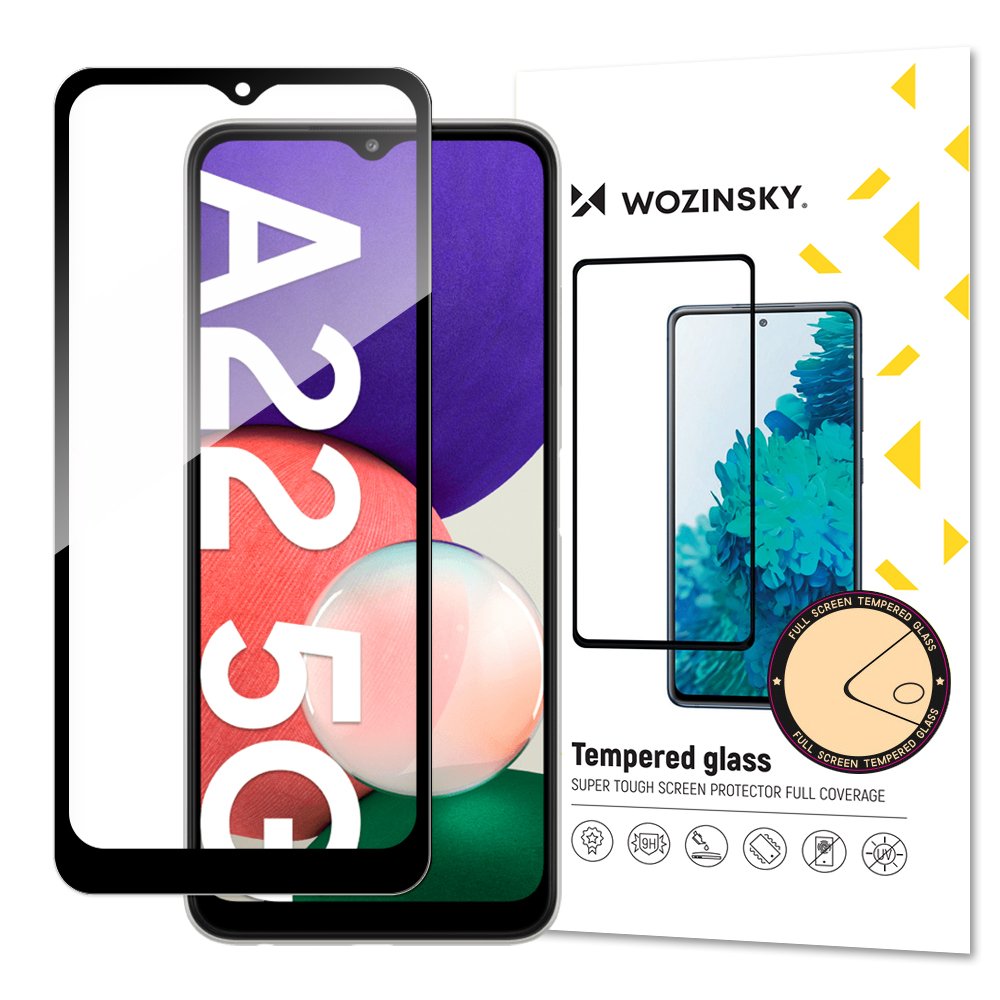 Wozinsky Super Tough Full Glue Tempered Glass Full Screen With Frame Case Friendly Samsung Galaxy A22 5G Black - TopMag