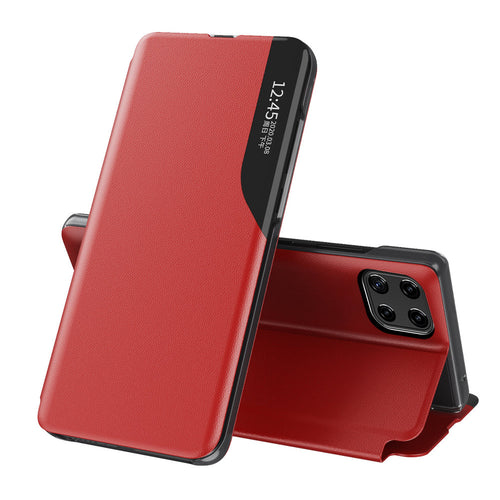 Eco Leather View Case elegant bookcase type case with kickstand for Samsung Galaxy A22 5G red - TopMag