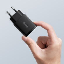 Заредете изображение във визуализатора на галерията – Baseus Compact Fast USB / USB Type C Charger 20W 3A Power Delivery Quick Charge 3.0 black (CCXJ-B01) - TopMag
