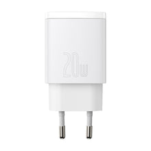 Заредете изображение във визуализатора на галерията – Baseus Compact Fast USB / USB Type C Charger 20W 3A Power Delivery Quick Charge 3.0 white (CCXJ-B02) - TopMag
