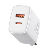 Заредете изображение във визуализатора на галерията – Baseus Compact Fast USB / USB Type C Charger 20W 3A Power Delivery Quick Charge 3.0 white (CCXJ-B02) - TopMag
