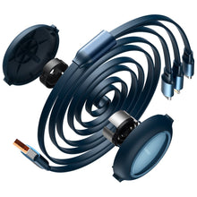 Заредете изображение във визуализатора на галерията – Baseus Bright Mirror retractable cable 3in1 USB - micro USB / USB Type C / Lightning 66W 1.2m blue (CAMLC-MJ03) - TopMag
