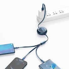Заредете изображение във визуализатора на галерията – Baseus Bright Mirror retractable cable 3in1 USB - micro USB / USB Type C / Lightning 66W 1.2m blue (CAMLC-MJ03) - TopMag
