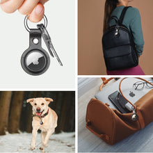 Заредете изображение във визуализатора на галерията – Dux Ducis PU leather key ring keychain case for Apple AirTag black - TopMag
