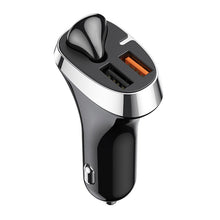 Заредете изображение във визуализатора на галерията – Joyroom car charger with wireless earphone 2x USB Bluetooth 5.0 30W 2.1 A Quick Charge 3.0 black (JR-CP2) - TopMag

