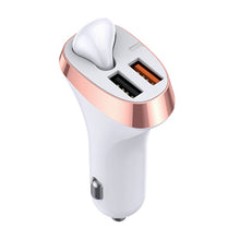 Заредете изображение във визуализатора на галерията – Joyroom car charger with wireless earphone 2x USB Bluetooth 5.0 30W 2.1 A Quick Charge 3.0 white (JR-CP2) - TopMag
