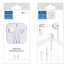 Заредете изображение във визуализатора на галерията – Joyroom Ben Series earphones Lightning with remote and microphone white (JR-EP3) - TopMag
