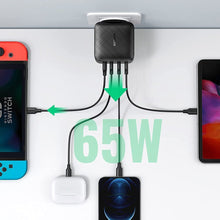 Заредете изображение във визуализатора на галерията – Ugreen fast charger PPS 65W USB / 3x USB Type C QC 3.0 Power Delivery SCP FCP AFC (gallium nitride) black (CD224 70774) - TopMag
