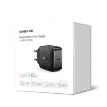 Заредете изображение във визуализатора на галерията – Ugreen Fast 65W GaN USB Type C Quick Charge 3.0 Power Delivery Charger (Gallium Nitride) Black (CD217 70817) - TopMag
