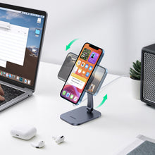 Заредете изображение във визуализатора на галерията – Ugreen Foldable Phone Stand Apple MagSafe Charger Holder Gray (40290 LP472) - TopMag
