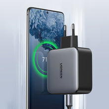 Заредете изображение във визуализатора на галерията – Ugreen charger 2x USB Type C 100W Power Delivery gray (50327) - TopMag
