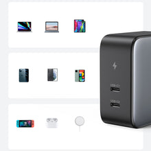 Заредете изображение във визуализатора на галерията – Ugreen charger 2x USB Type C 100W Power Delivery gray (50327) - TopMag
