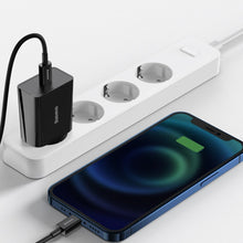 Заредете изображение във визуализатора на галерията – Baseus Speed Mini fast wall charger EU USB Type C 20W 3A Power Delivery Quick Charge black (CCFS-SN01) - TopMag

