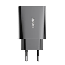Заредете изображение във визуализатора на галерията – Baseus Speed Mini fast wall charger EU USB Type C 20W 3A Power Delivery Quick Charge black (CCFS-SN01) - TopMag
