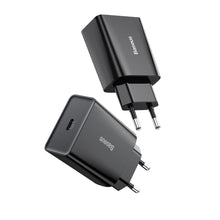 Заредете изображение във визуализатора на галерията – Baseus Speed Mini fast wall charger EU USB Type C 20W 3A Power Delivery Quick Charge black (CCFS-SN01) - TopMag
