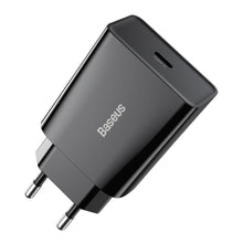 Заредете изображение във визуализатора на галерията – Baseus Speed Mini fast wall charger EU USB Type C 20W 3A Power Delivery Quick Charge black (CCFS-SN01) - TopMag
