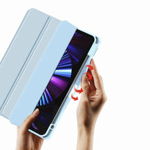 Заредете изображение във визуализатора на галерията – Dux Ducis Toby Armored Flip Smart Case for iPad Air 2020/2022 with Apple Pencil Holder Blue - TopMag
