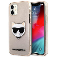 Заредете изображение във визуализатора на галерията – Karl Lagerfeld KLHCP12SCHTUGLGO iPhone 12 mini 5,4" złoty/gold hardcase Glitter Choupette - TopMag

