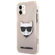 Заредете изображение във визуализатора на галерията – Karl Lagerfeld KLHCP12SCHTUGLGO iPhone 12 mini 5,4" złoty/gold hardcase Glitter Choupette - TopMag
