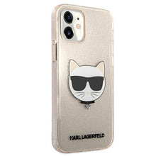 Заредете изображение във визуализатора на галерията – Karl Lagerfeld KLHCP12SCHTUGLGO iPhone 12 mini 5,4" złoty/gold hardcase Glitter Choupette - TopMag
