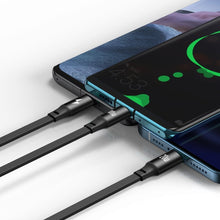 Заредете изображение във визуализатора на галерията – Baseus Bright Mirror 3in1 Retractable Data Cable USB Type C - micro USB / USB Typ C / Lightning Power Delivery 100W 1,2m black (CAMLC-AMJ01) - TopMag
