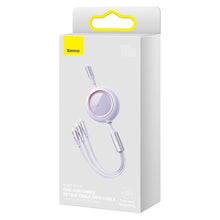 Заредете изображение във визуализатора на галерията – Baseus Bright Mirror 3in1 Retractable Data Cable USB Type C - micro USB / USB Typ C / Lightning Power Delivery 100W 1,2m violet (CAMLC-AMJ05) - TopMag
