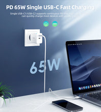 Заредете изображение във визуализатора на галерията – Choetech PD6013 2x USB-C PD 65W GaN wall charger - white
