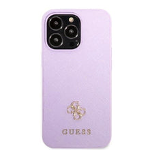 Заредете изображение във визуализатора на галерията – Guess GUHCP13XPS4MU iPhone 13 Pro Max 6.7" purple/purple hardcase Saffiano 4G Small Metal Logo
