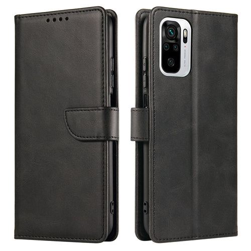 Magnet Case elegant bookcase type case with kickstand for Xiaomi Redmi Note 10 5G / Poco M3 Pro black - TopMag