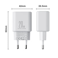 Заредете изображение във визуализатора на галерията – Joyroom JR-TCF05 20W USB-C / USB-A Fast Dual Port Wall Charger - White + USB-C - Lightning 1m
