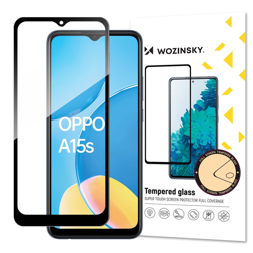 Wozinsky Tempered Glass Full Glue Super Tough Screen Protector Full Coveraged with Frame Case Friendly for Oppo A15s / A15 black - TopMag