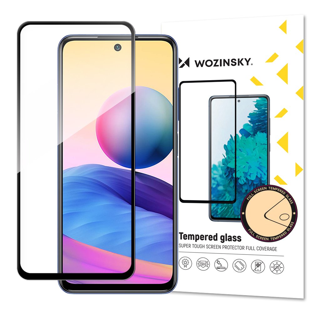 Wozinsky Tempered Glass Full Glue Super Tough Screen Protector Full Coveraged with Frame Case Friendly for Xiaomi Redmi Note 10 5G / Poco M3 Pro black - TopMag