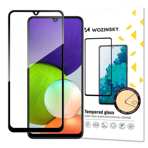 Wozinsky Tempered Glass Full Glue Super Tough Screen Protector Full Coveraged with Frame Case Friendly for Samsung Galaxy A22 4G black - TopMag