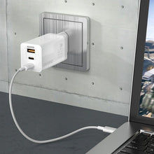 Заредете изображение във визуализатора на галерията – Dudao GaN Fast 65W USB Wall Charger / 2x USB Type C Quick Charge Power Delivery (Gallium Nitride) white (A7xs white)
