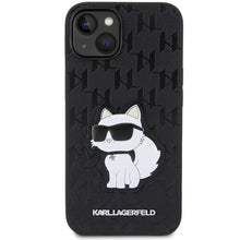 Заредете изображение във визуализатора на галерията – Original Pouch KARL LAGERFELD Saffiano Monogram Choupette KLHCP14SSAKHPCK for Iphone 14 Black
