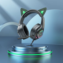 Заредете изображение във визуализатора на галерията – HOCO Gaming headphones Cute Cat Luminous W107 elf
