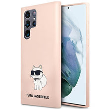 Заредете изображение във визуализатора на галерията – Karl Lagerfeld KLHCS23LSNCHBCP S23 Ultra S918 hardcase pink/pink Silicone Choupette
