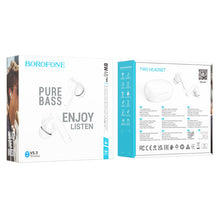 Заредете изображение във визуализатора на галерията – Borofone TWS Bluetooth Earphones BW48 Enlighten White
