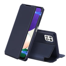 Заредете изображение във визуализатора на галерията – DUX DUCIS Skin X Bookcase type case for Samsung Galaxy A22 5G blue - TopMag
