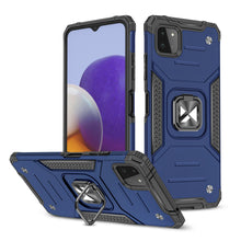 Заредете изображение във визуализатора на галерията – Wozinsky Ring Armor Case Kickstand Tough Rugged Cover for Samsung Galaxy A22 4G blue - TopMag
