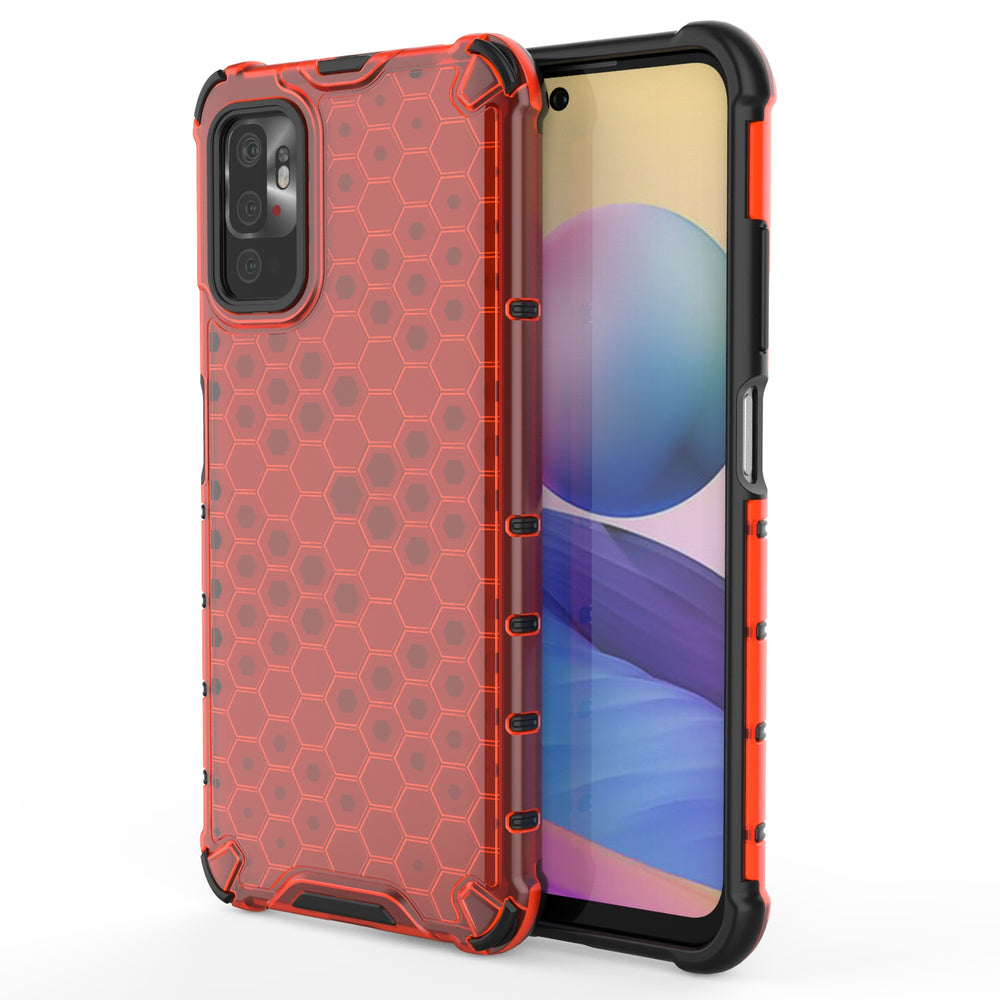 Honeycomb Case armor cover with TPU Bumper for Xiaomi Redmi Note 10 5G / Poco M3 Pro red - TopMag
